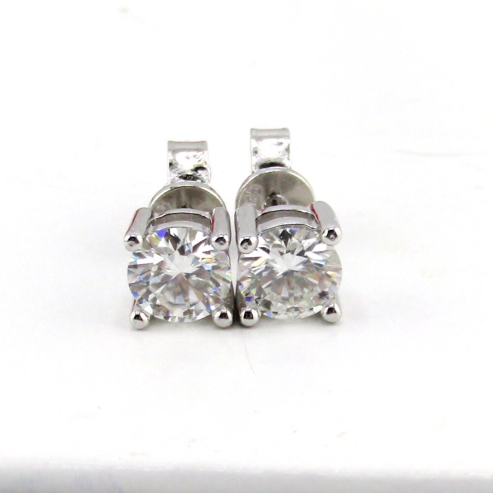 Moissanite Diamond Solitaire Stud Earrings (1 Carat ) 925 Silver Genuine Real - Picture 5 of 9